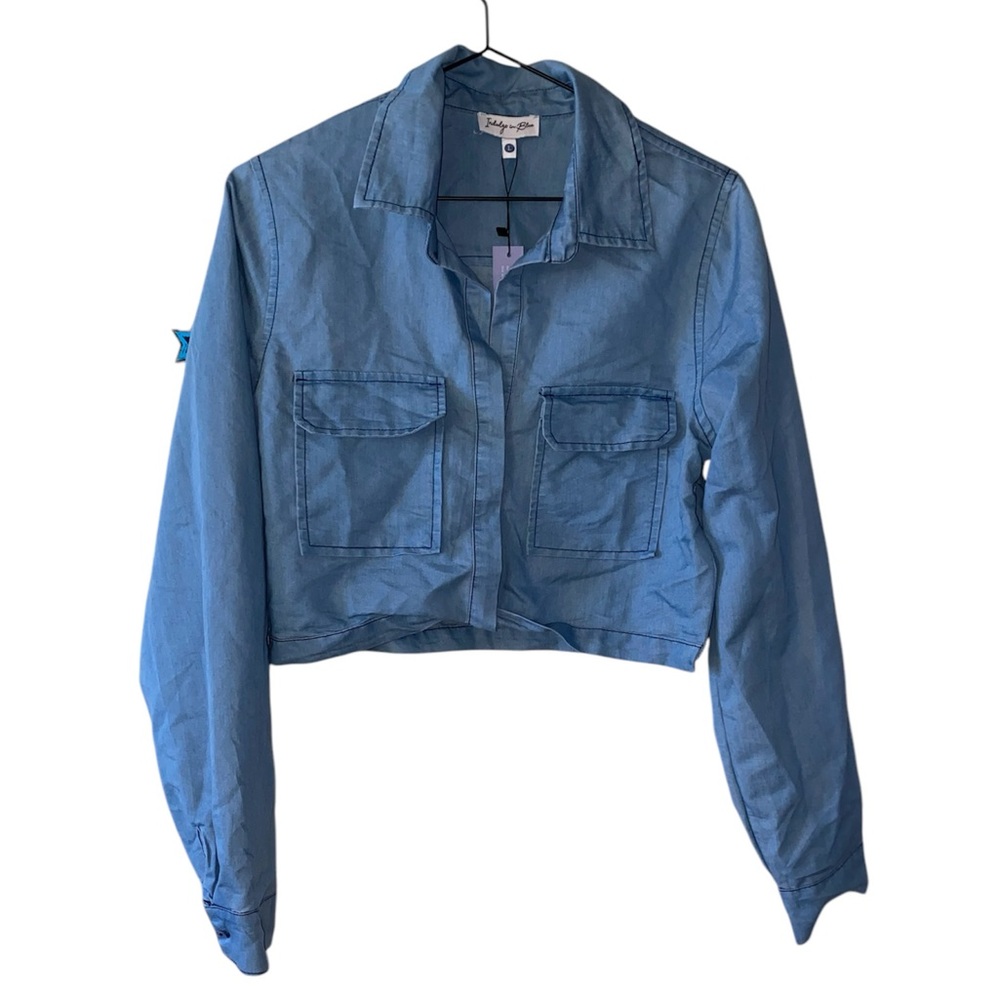 Indulge in blue denim long sleeve shirt | sz L